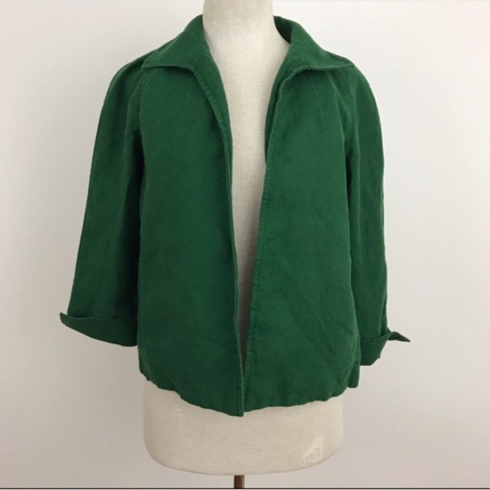 Emerald Green Linen Jacket